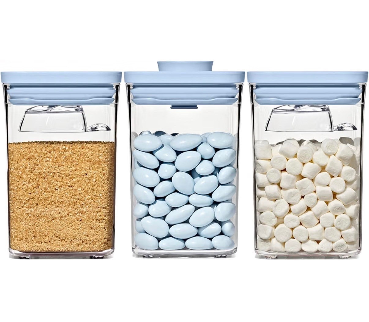 OXO Good Grips 3-Piece POP Container Set with Mini Scoops — Sky Blue, 1.1 Qt/1 L Capacity, Airtight Pop-Up Container with Push-Button Seal, Kitchen Storage Canisters for Cereal and Snacks

#LTKfoodie