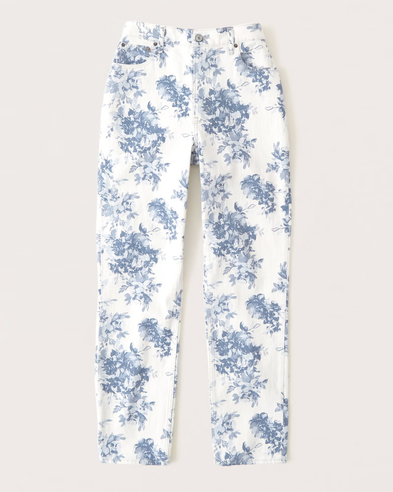 Curve Love Printed Ultra High Rise 90s Straight Jeans | Abercrombie & Fitch (US)