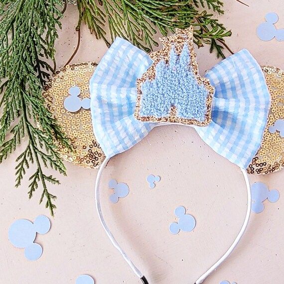 Baby Blue and Gold Patch Ears Gingham Check Patch Main Street | Etsy | Etsy (US)