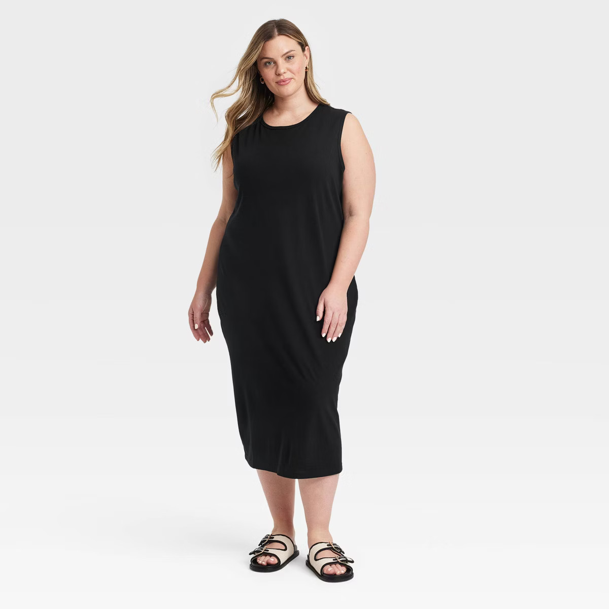 Women's Knit Midi Shift Dress - Universal Thread™ Black 3X | Target
