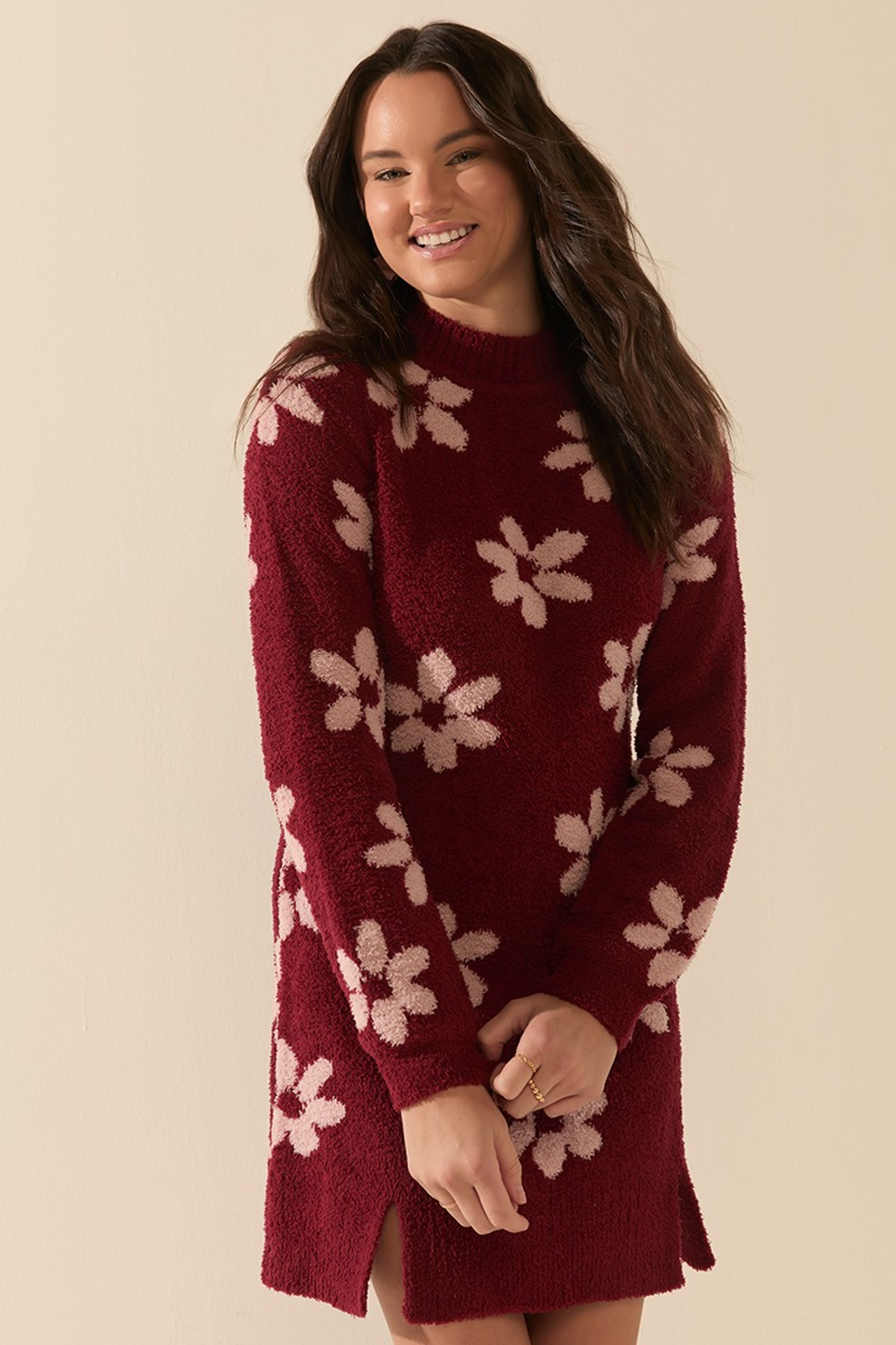 Kristina Floral Mini Sweater Dress | Francesca's