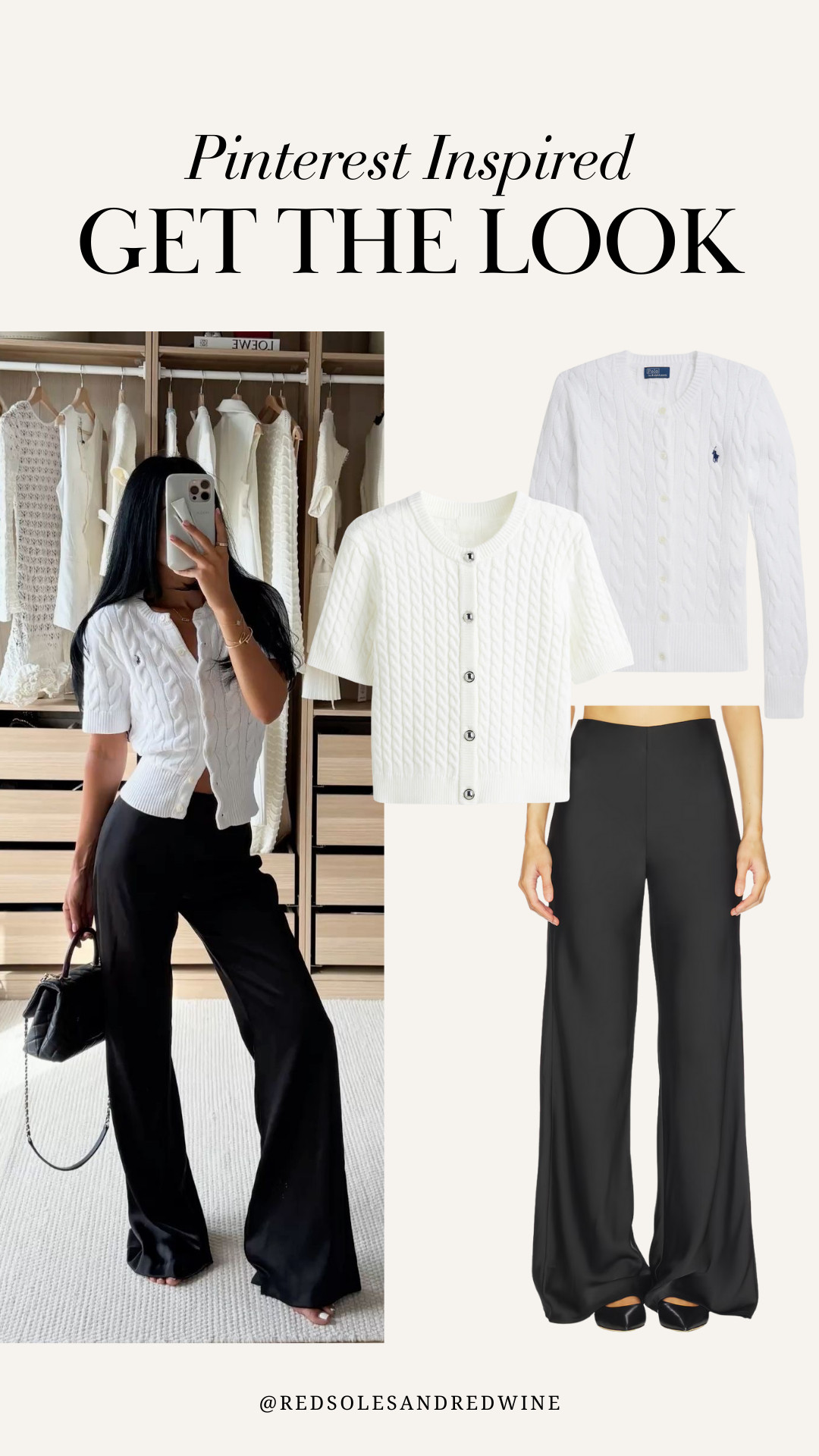 Pinterest inspired outfit! Satin pants and Ralph Lauren cardigan for a spring outfit 

 