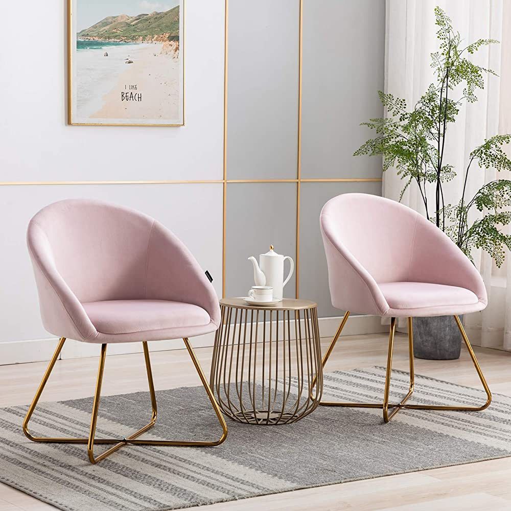 Artechworks Modern Velvet Dinning Chair with Golden Legs, Lounge Chair Set of 2, Accent Armchair ... | Amazon (US)