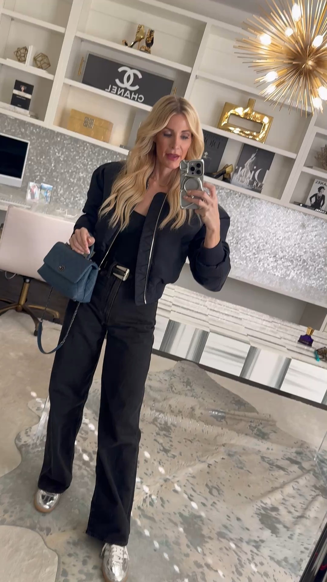 Obsessed with this casual outfit of the day 🤍 These silver Adidas Sambas are SO comfy, and metallic silver sneakers are going to be a major 2026 trend. I paired them with my Levi’s cinch-waist wide leg jeans in the perfect faded black wash, plus this cropped navy bomber jacket for that cool, easy off-duty vibe. I’m wearing an XS in the bomber jacket and it fits TTS.

#LTKStyle #LTKFinds #LTKSneakers #AdidasSambas #SilverSneakers #WideLegJeans #LevisJeans #BomberJacket #CasualOutfit #EverydayStyle #OOTD #SpringStyle #StreetStyle #Over40Style #Over50Style 

 #LTKootd #LTKSeasonal #LTKOver40