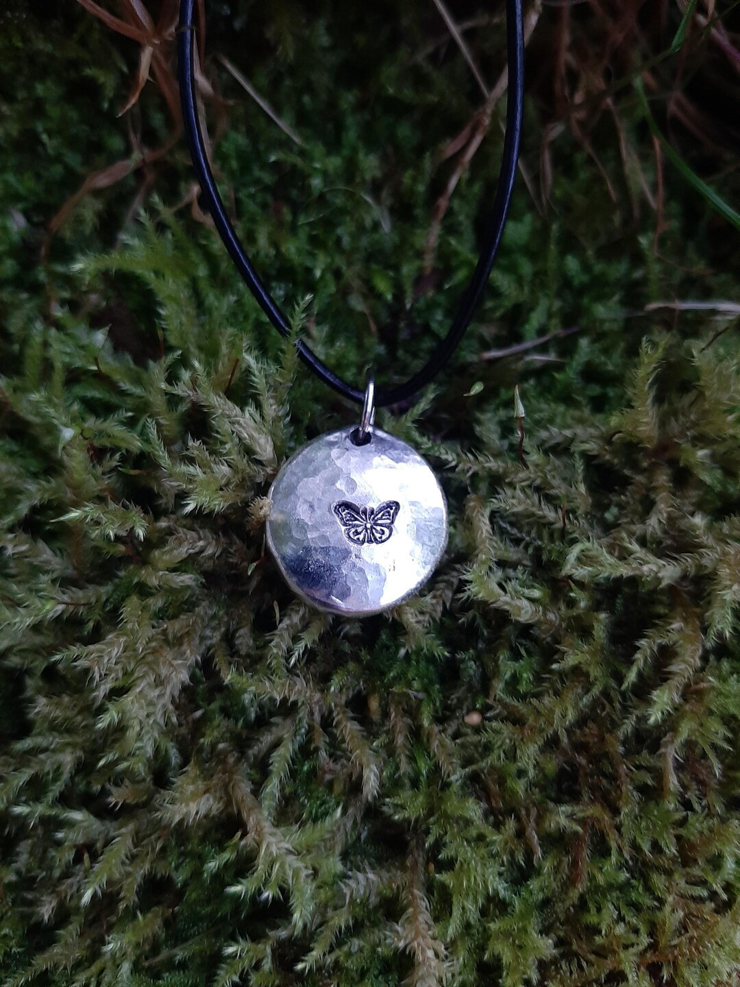 Butterfly Pendant Necklace - Butterfly - Cast and Hammered Pewter - Small - Etsy UK | Etsy (US)