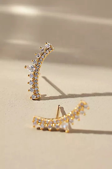 Curved Crystal Bar Earrings | Anthropologie (US)