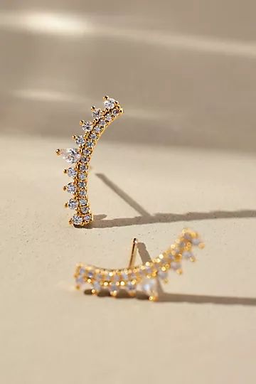 Curved Crystal Bar Earrings | Anthropologie (US)