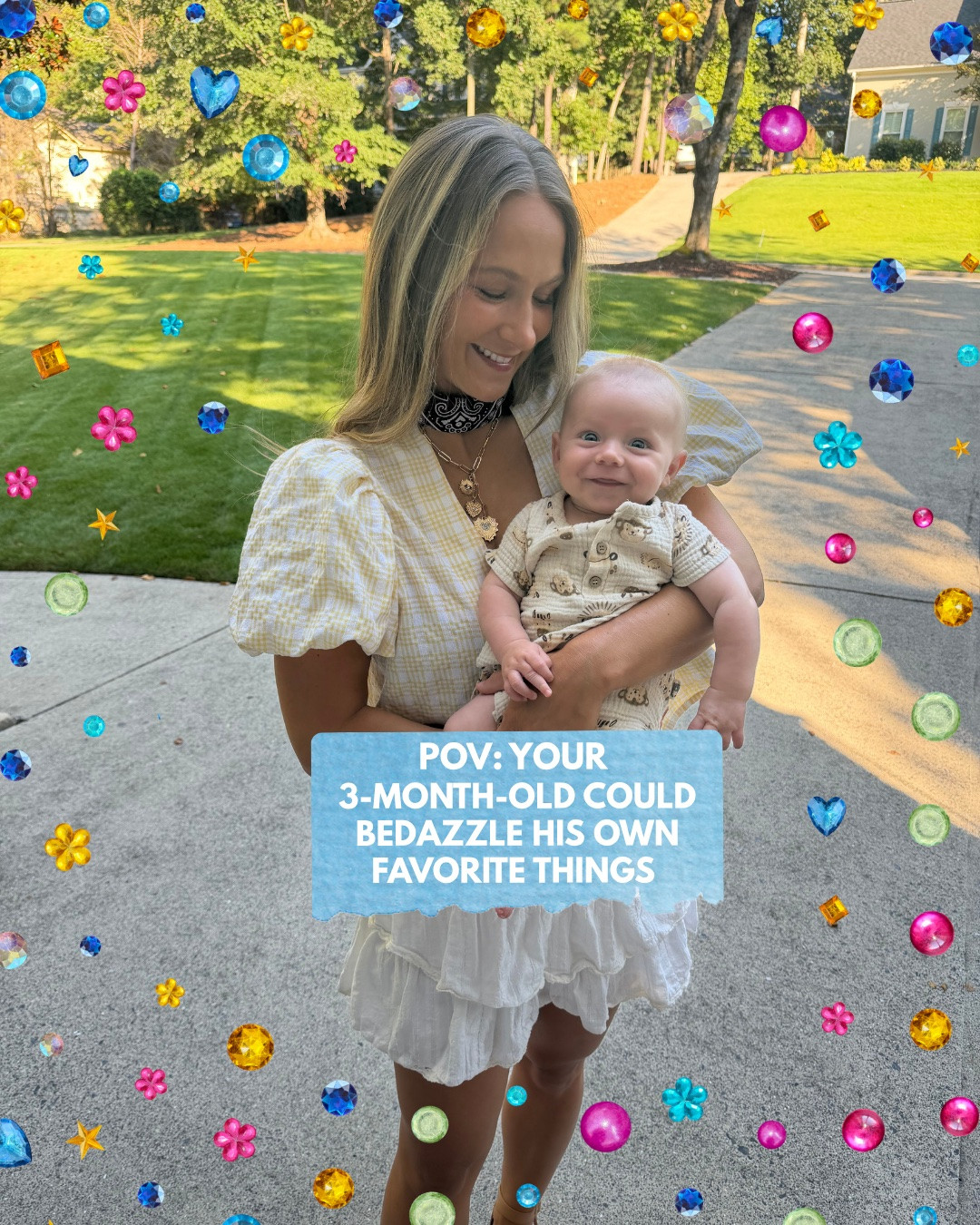 if my 3-month-old could bedazzle his own favorite things, this is exactly what we'd be working with 💎👶 #bedazzled #babytok #momof4 #momlife #trending