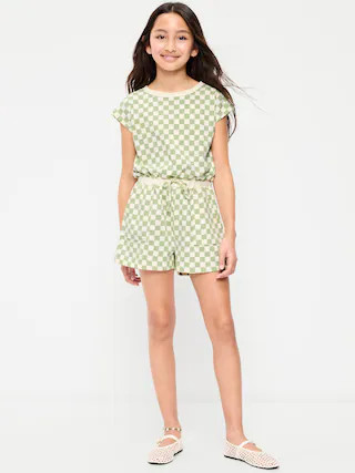 Short-Sleeve French Terry Utility Romper for Girls | Old Navy (US)