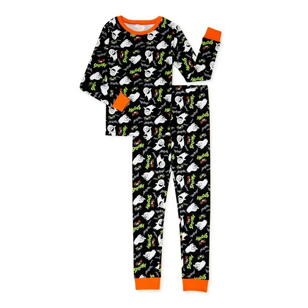 Way to Celebrate Boys Halloween Ghost Pajamas, 2 Piece Set, Sizes 4-10 | Walmart (US)