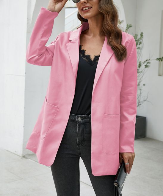 Suvimuga Women's Blazers Pink - Pink Pocket Open Blazer - Women | Zulily