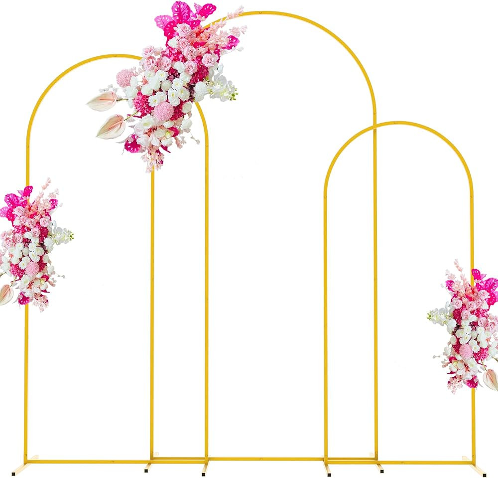 Asee'm Gold Arch Backdrop Stand Set of 3 (6.6FT, 6FT, 5FT) Wedding Arched Metal Frame for Parties... | Amazon (US)
