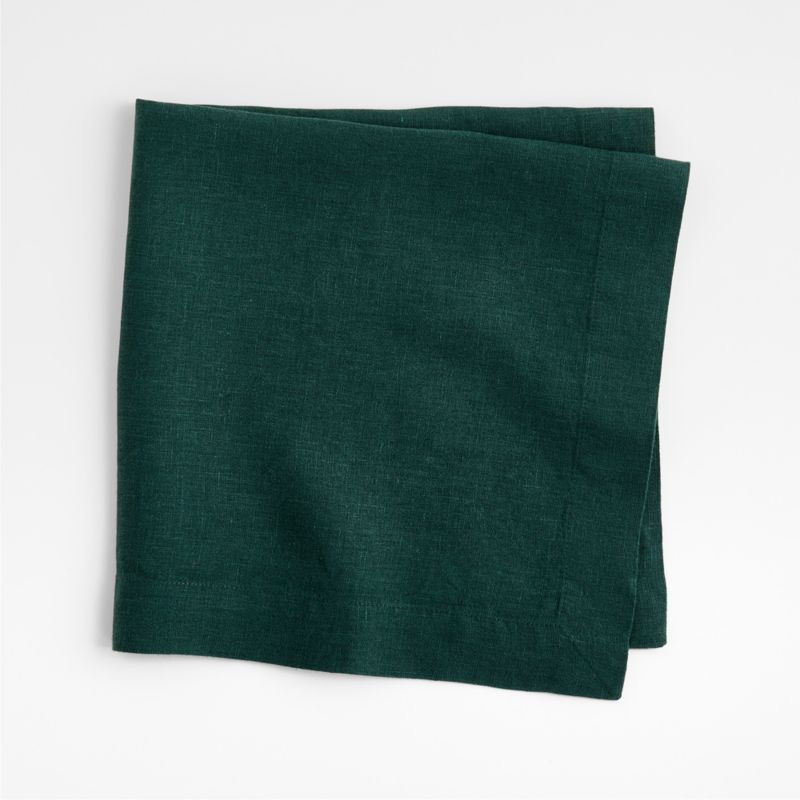 Marin Spruce Green European Flax -Certified Linen Dinner Napkin + Reviews | Crate & Barrel | Crate & Barrel