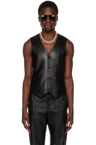 LU'U DAN - Black Tailored Leather Waistcoat | SSENSE