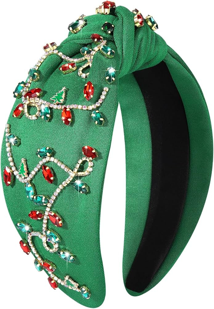 boderier Christmas Headbands for Women Christmtas Lights Headband Jeweled Crystal Embellished Wid... | Amazon (US)