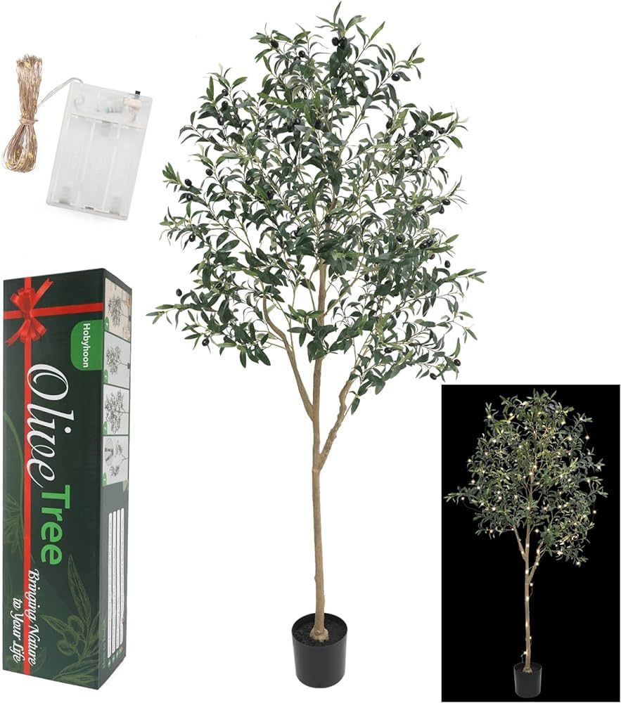 6FT Artificial Olive Tree (72") Tall, Faux Olive Tree Plants with Olive Branches and Fruits, Fake... | Amazon (US)