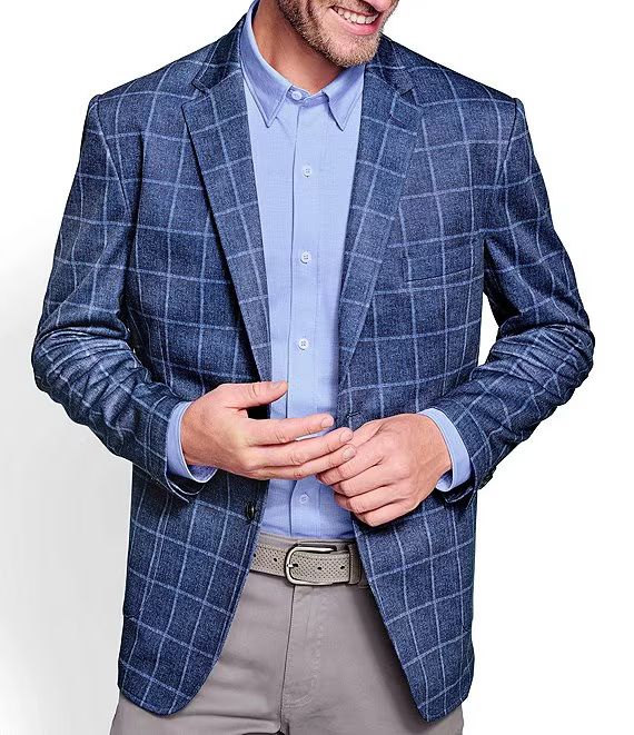 XC Flex® Unlined Relaxed Plaid Knit Blazer | Dillard's