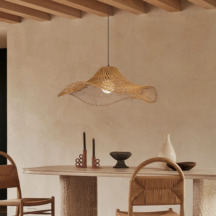 Brown Rattan Berten Fixture for Kitchen Island,Bedroom,Dining Room | Wayfair North America