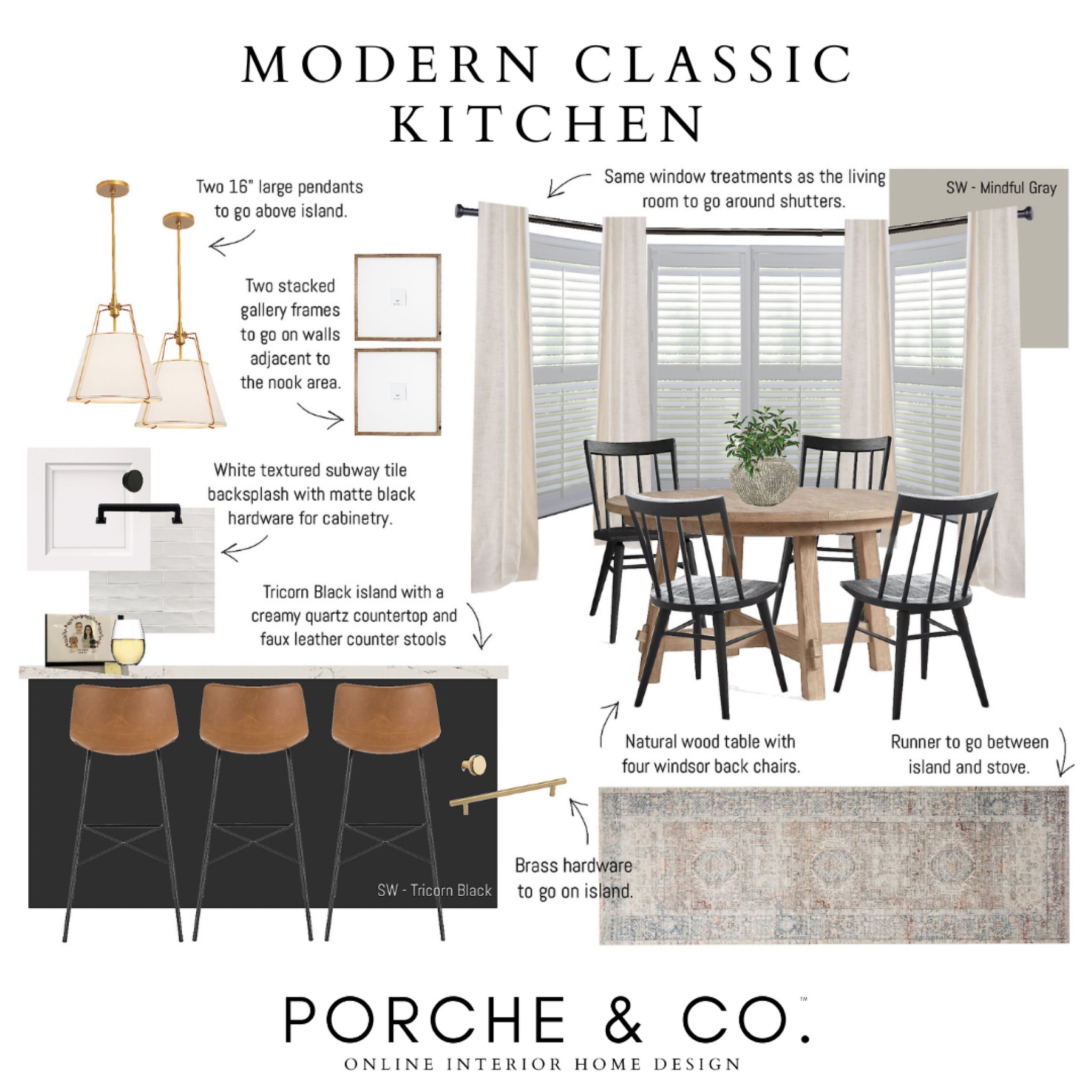 Kitchen mood board, kitchen design, kitchen breakfast nook, kitchen decor, kitchen runner, island pendants, kitchen inspo, transitional kitchen #kitchen #moodboard 

#LTKsalealert #LTKhome #LTKSeasonal