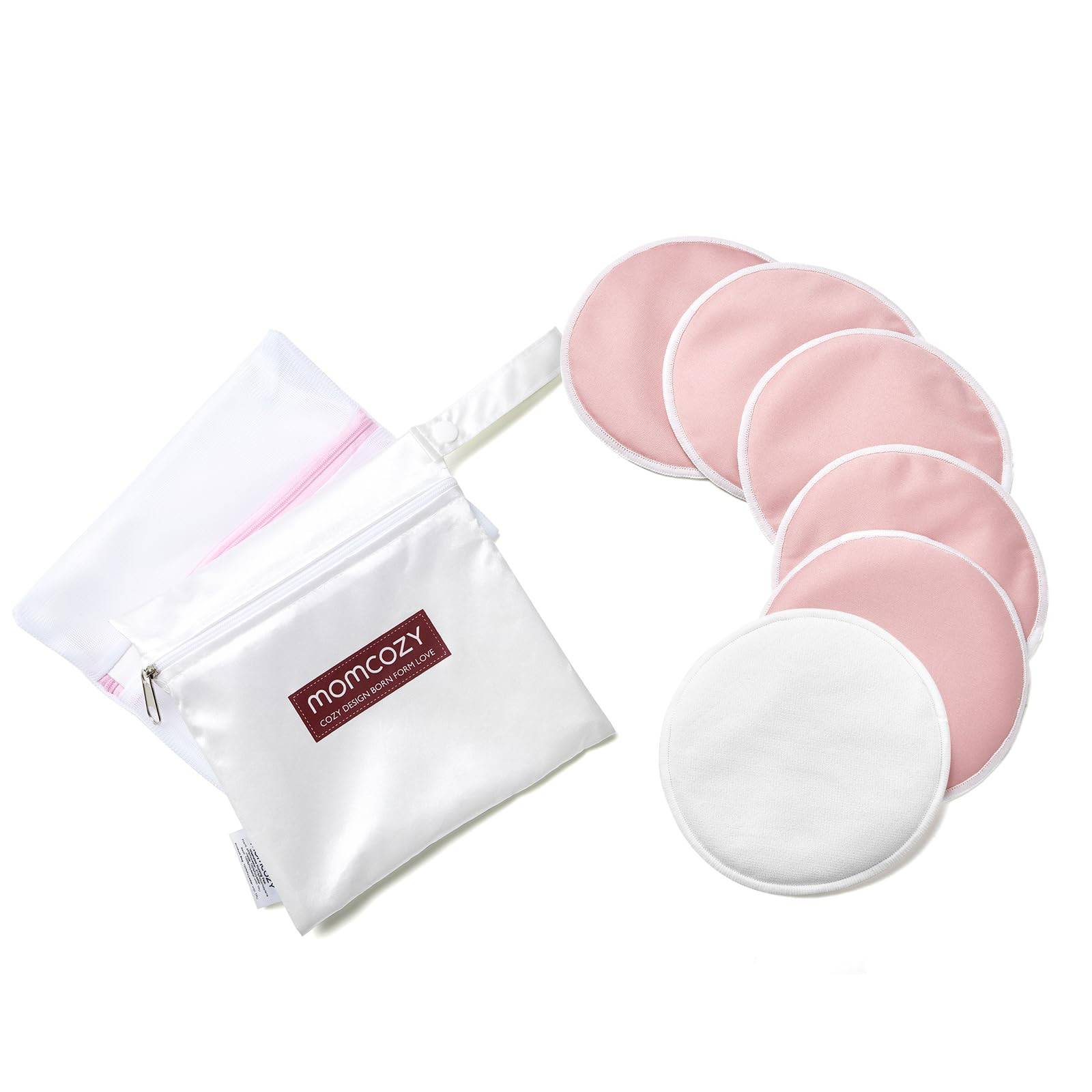 Momcozy Reusable Breast Pads 6 Count, Ultra Thin Washable Nursing Pads, Come with Dry & Wet Separation Bag + Wash Bag | Amazon (US)