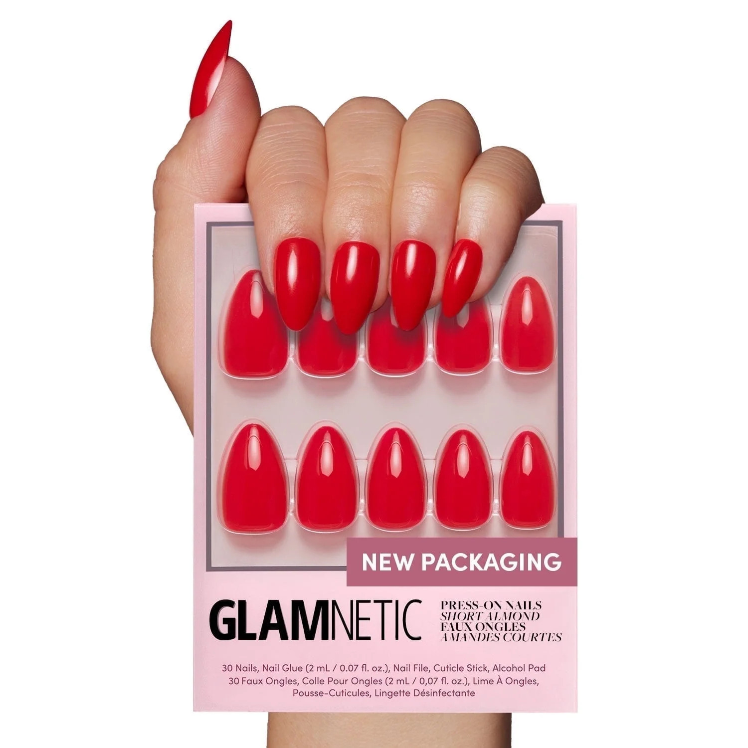 Glamnetic Press-On Nails – Fiery Red | Bright Red Almond Nails, Reusable, 30 Count | Walmart (US)