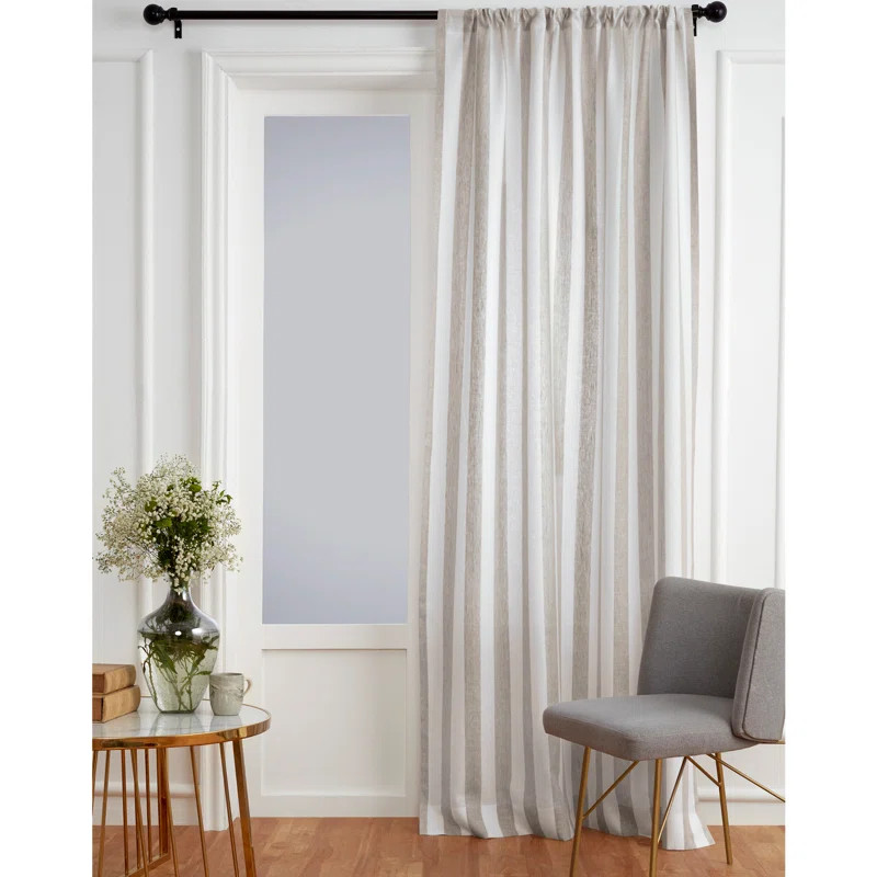 Cabana Stripe - 100% Pure Linen Curtain | Wayfair North America