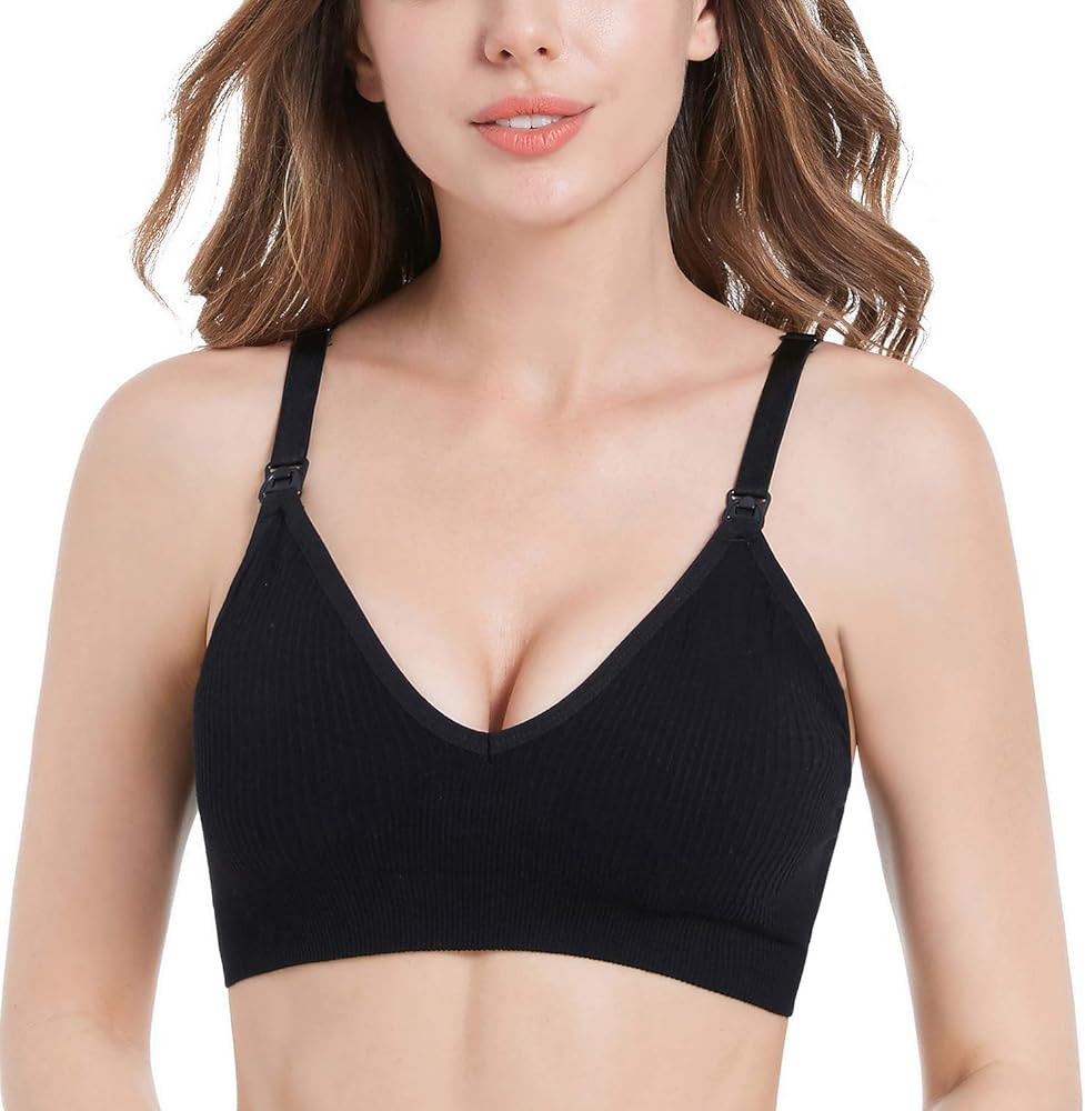 Suekaphin Nursing Bra 5pack Wireless V Neck Maternity Nursing Bra Bralette Low Cut Sleeping Breas... | Amazon (US)