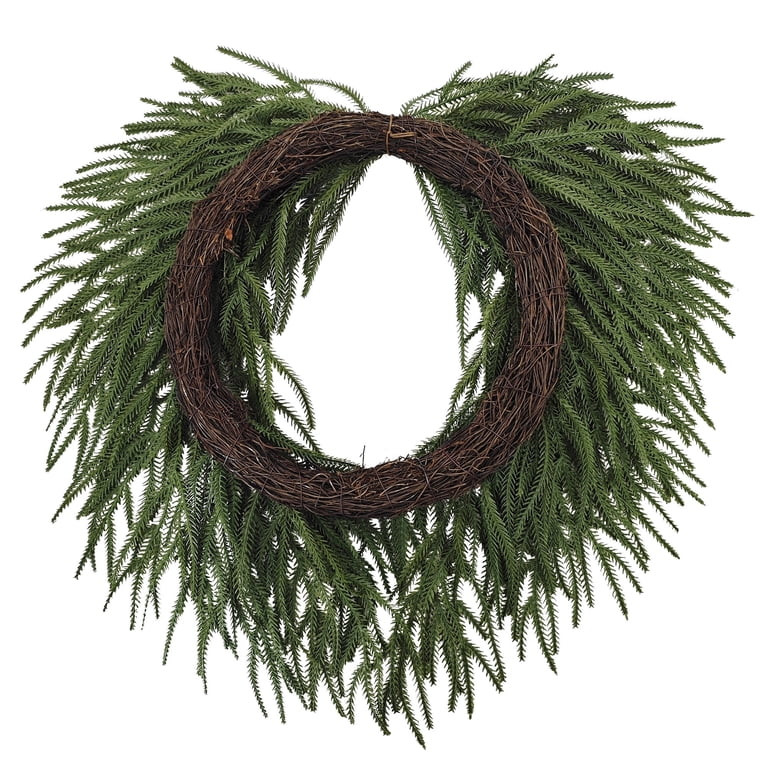 My Texas House Natural Feel Norfolk Artificial Christmas Wreath with Bow, Green, 22" | Walmart (US)