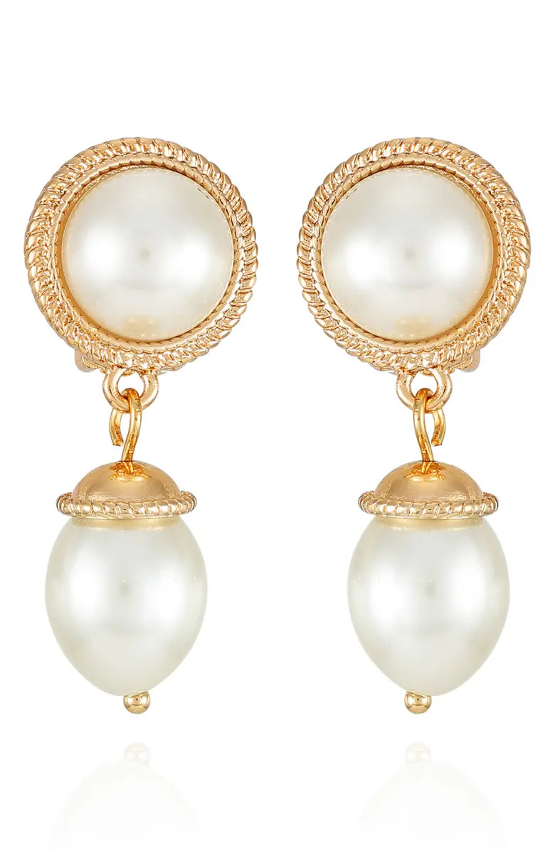 T Tahari Imitation Pearl Drop Clip-On Earrings | Nordstromrack | Nordstrom Rack