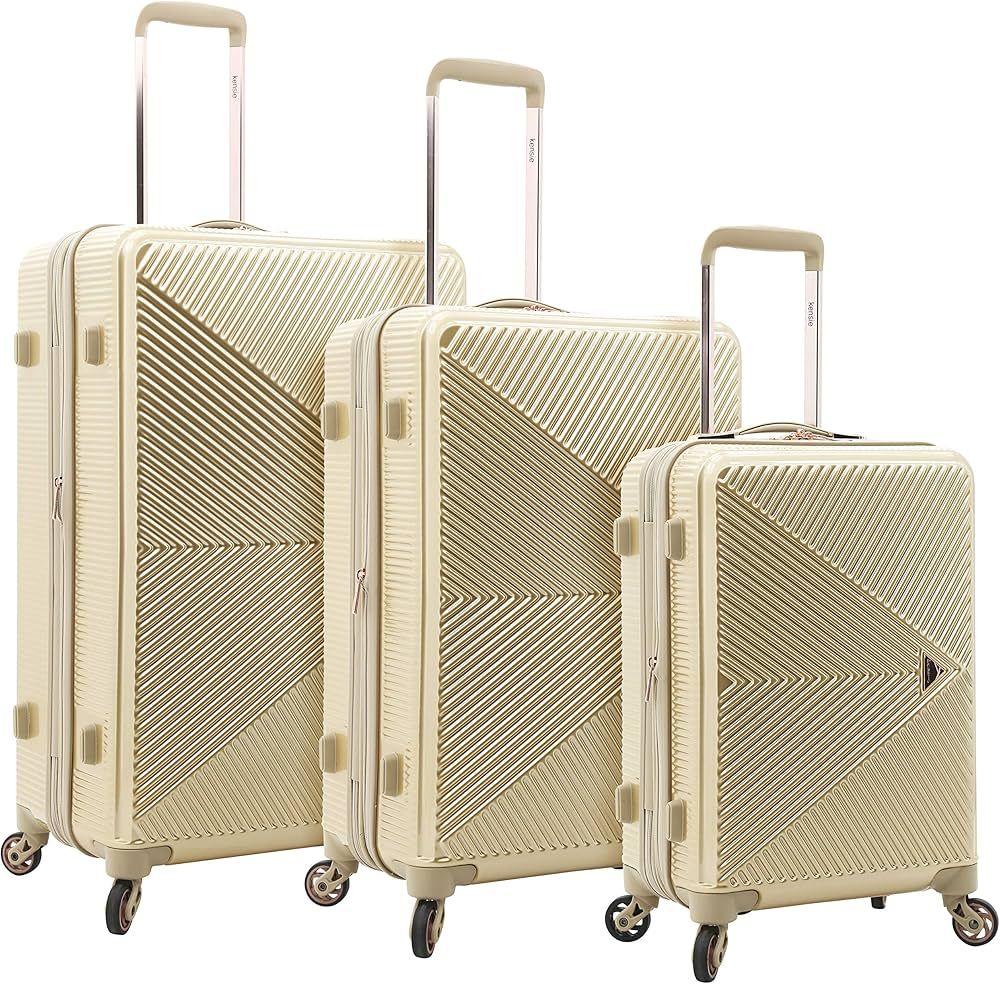 kensie Women's Dawn Hardside 3-Piece Spinner Luggage Set, Pale Gold, (20/24/28) | Amazon (US)