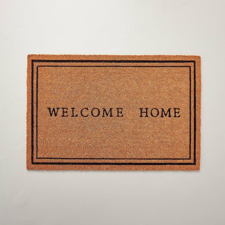 Welcome Home Coir Doormat Tan/Black - Hearth & Hand™ with Magnolia | Target