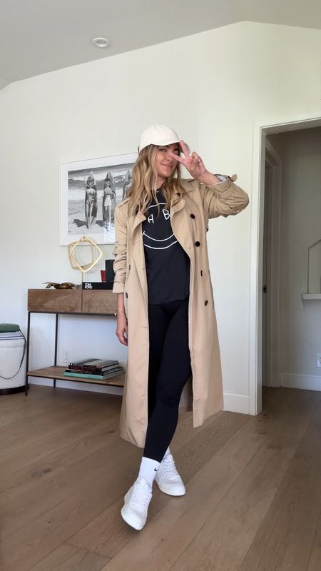 Five days of trench coats! DAY FIVE

Try this trench coat outfit formula for easy and casual weekend style:
Black leggings
A graphic tee
Tall socks
Sneakers
A baseball hat 
Your trench coat 

See more ways to style a trench coat on CharmedByCamille.com

#LTKstyletip #LTKSeasonal