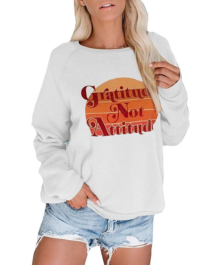 Kaxindeb Womens Crewneck Sweatshirt Graphic Casual Pullover Crop Sweater Shirt (Not Thick) | Amazon (US)