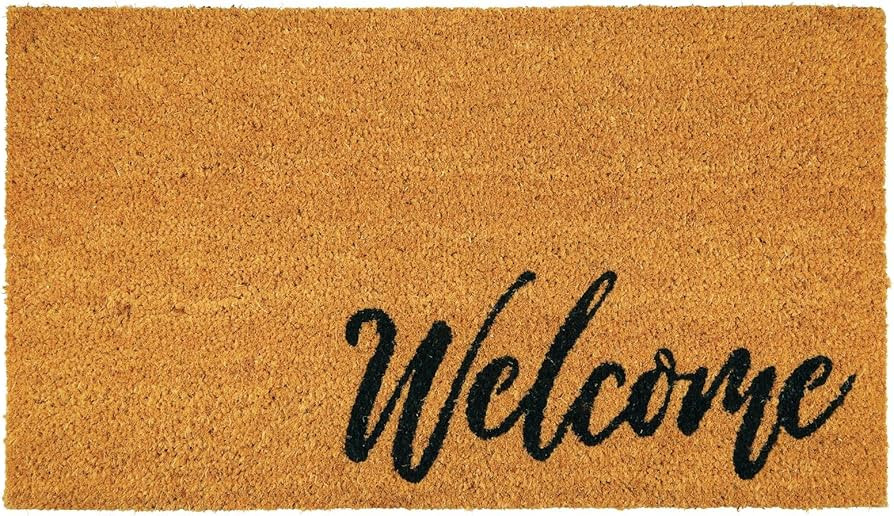 mDesign Non-Slip Rectangular Coir and Rubber Entryway Welcome Doormat with Natural Fibers for Ind... | Amazon (US)