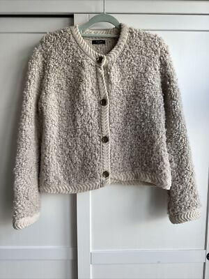 Massimo Dutti Mink Boucle Knit Cardigan With Buttons | eBay UK