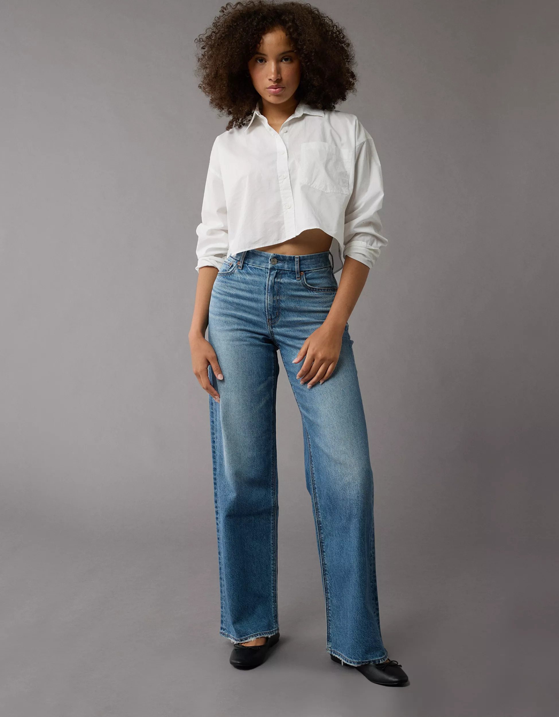AE Strigid Curvy Super High-Waisted Baggy Straight Jean | American Eagle Outfitters (US & CA)