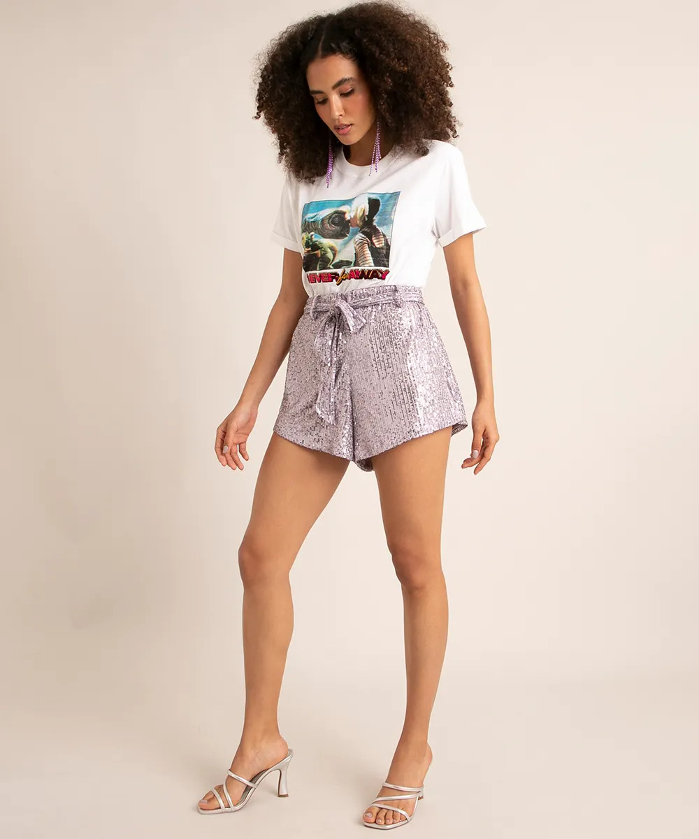 short curto running de paetês com amarração joulik lilás | C&A (BR)