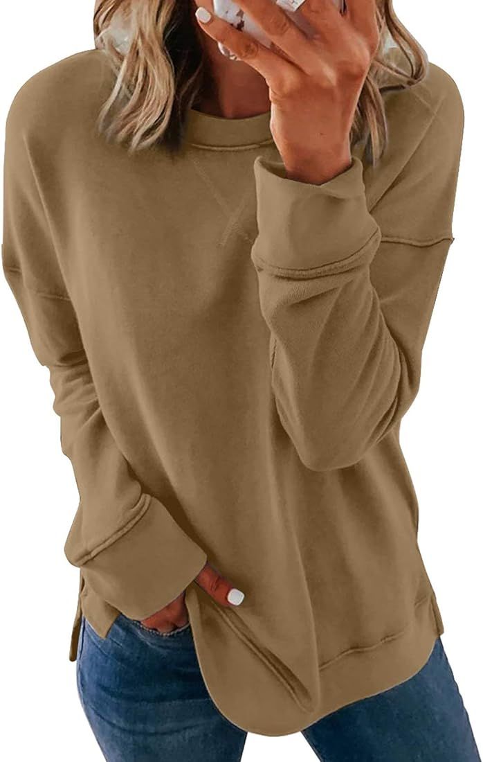Dokotoo Women's Casual Crew Neck Sweatshirt Loose Soft Long Sleeve Pullover Tops | Amazon (US)