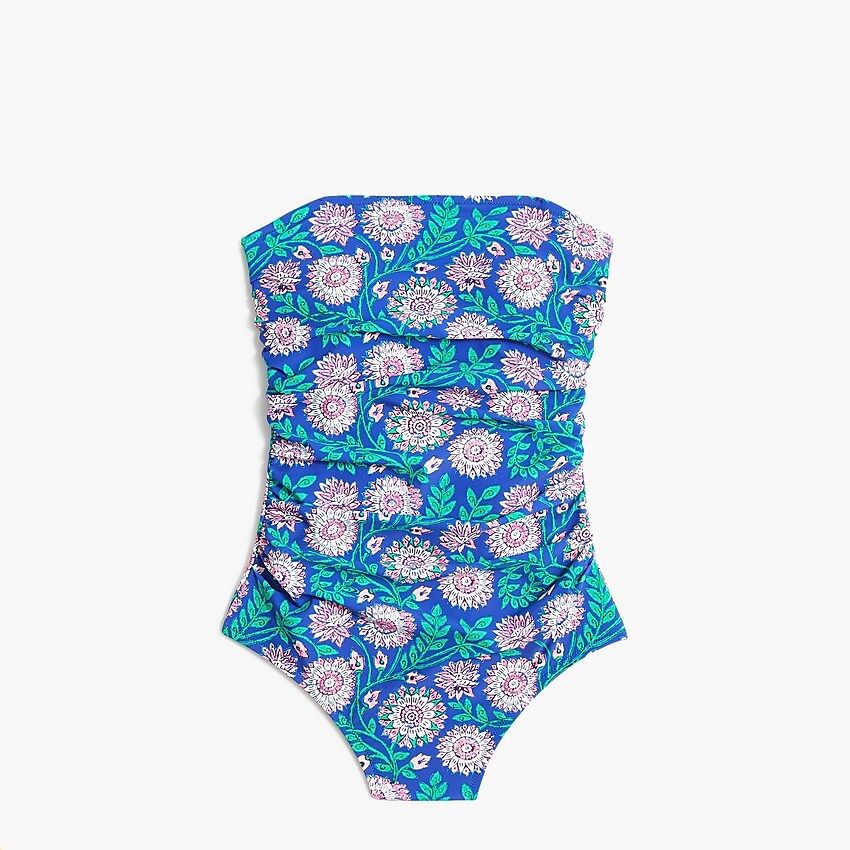 Floral strapless one-piece swimsuit | J.Crew Factory