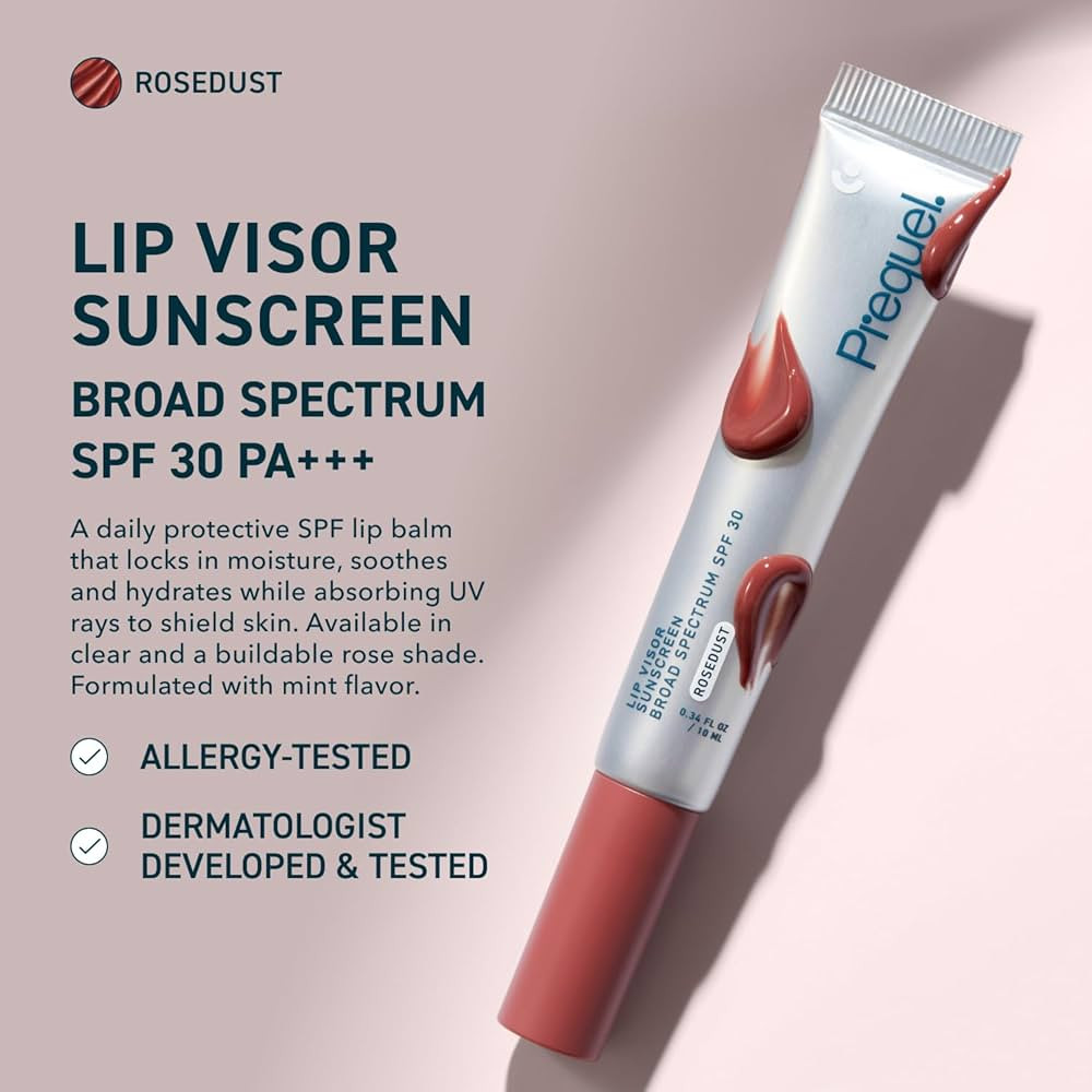 Prequel Skin Lip Visor, Tinted Lip Balm with SPF 30 PA+++. Rosedust, Mint Flavor, Rosy Nude Shade... | Amazon (US)