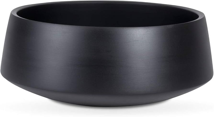 Black Ceramic Round Contoured Planter Bowl, Flower Pot Indoor Or Outdoor 5" H x 12" - Fusion Pot | Amazon (US)