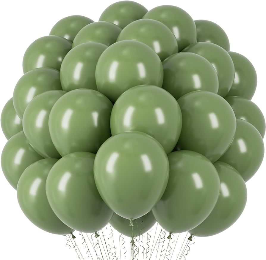 Sage Green Balloons, 66pack 12inch Olive Green Latex Party Balloons for Baby Shower, Graduation, ... | Amazon (US)