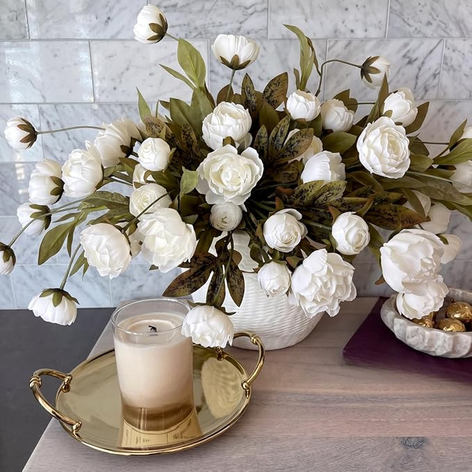 Thiccywoov 8 Pcs Faux Peony Stems Flowers Bulk Vintage Artificial Silk Peonies Stems Real Look Fa... | Amazon (US)