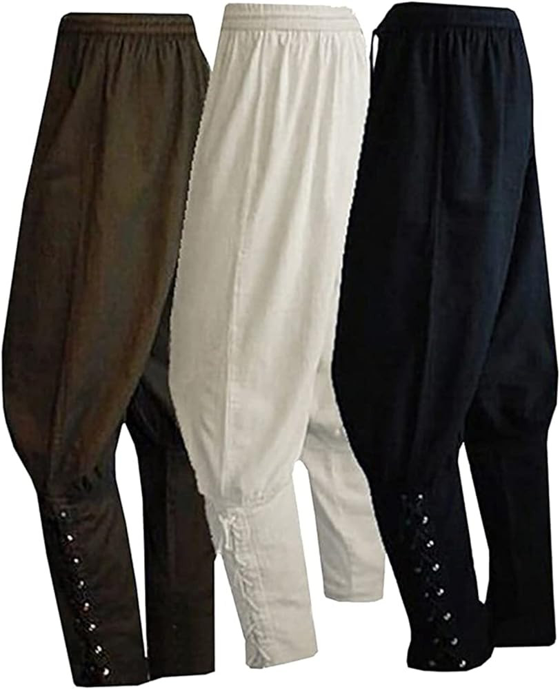 Men's Ankle Banded Pants Medieval Viking Navigator Pirate Costume Trousers Renaissance Gothic Pan... | Amazon (US)