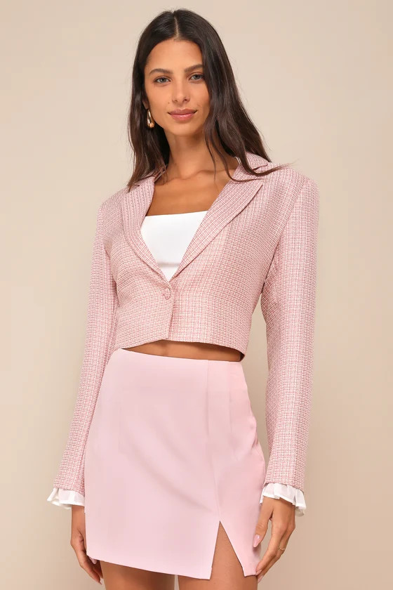 Greeting the Season Light Pink High-Waisted Mini Skirt | Lulus