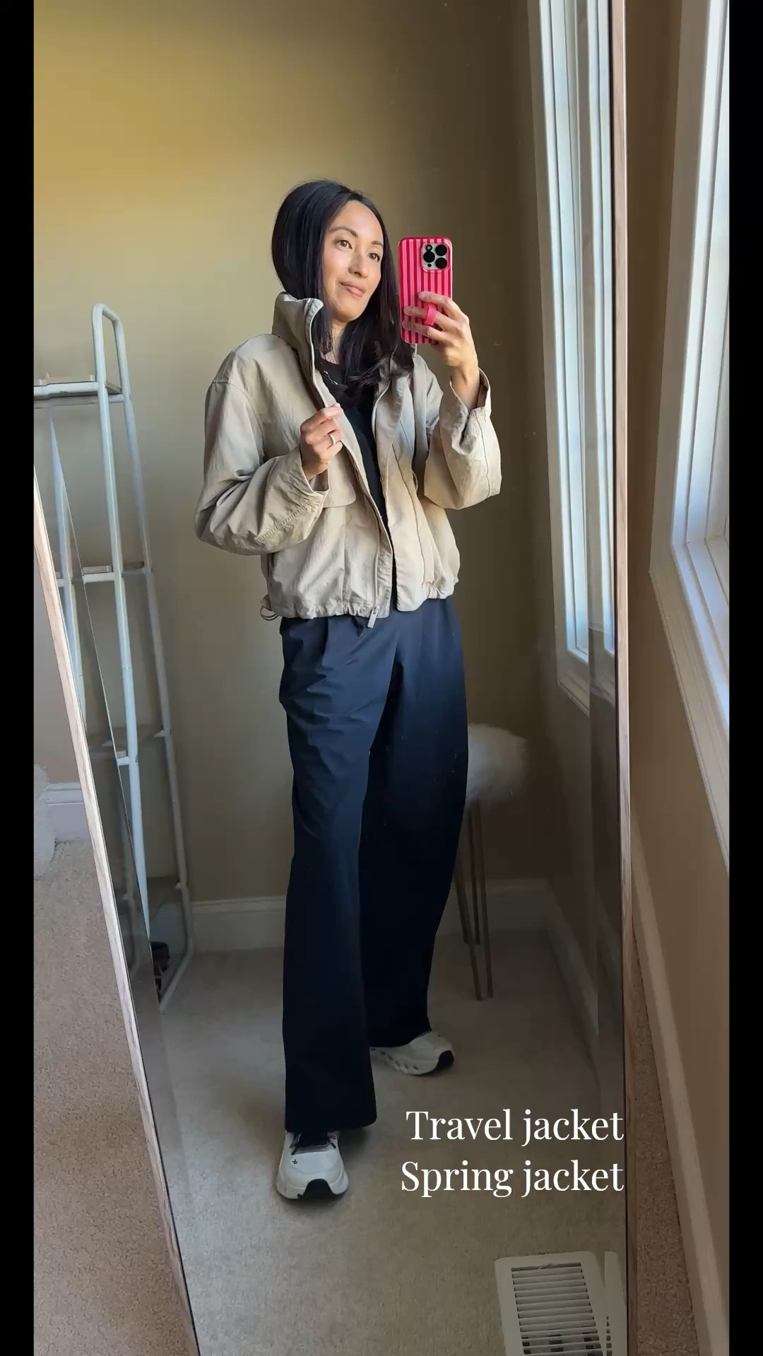 My go-to travel style for Spring & Summer. 
- A loose enough top that doesn’t look like activewear. 
- Athleisure pants that look like trousers. 
- Either slim profile or active sneakers. (I tend to wear my active sneakers because it saves room in my luggage.)
- Jacket that is stylish enough for regular outfits, plus functional for unpredictable weather. I love this style and wore it on the airplane (comfy enough to sleep in) as well as for morning walks on vacation. 
- Trusty crossbody bag. My favorite camera bag style. 
- Favorite travel bag. Looks chic, lightweight, fits under airplane seat, and well thought- out organizational details. 


#LTKootd #LTKTravel #LTKOver40