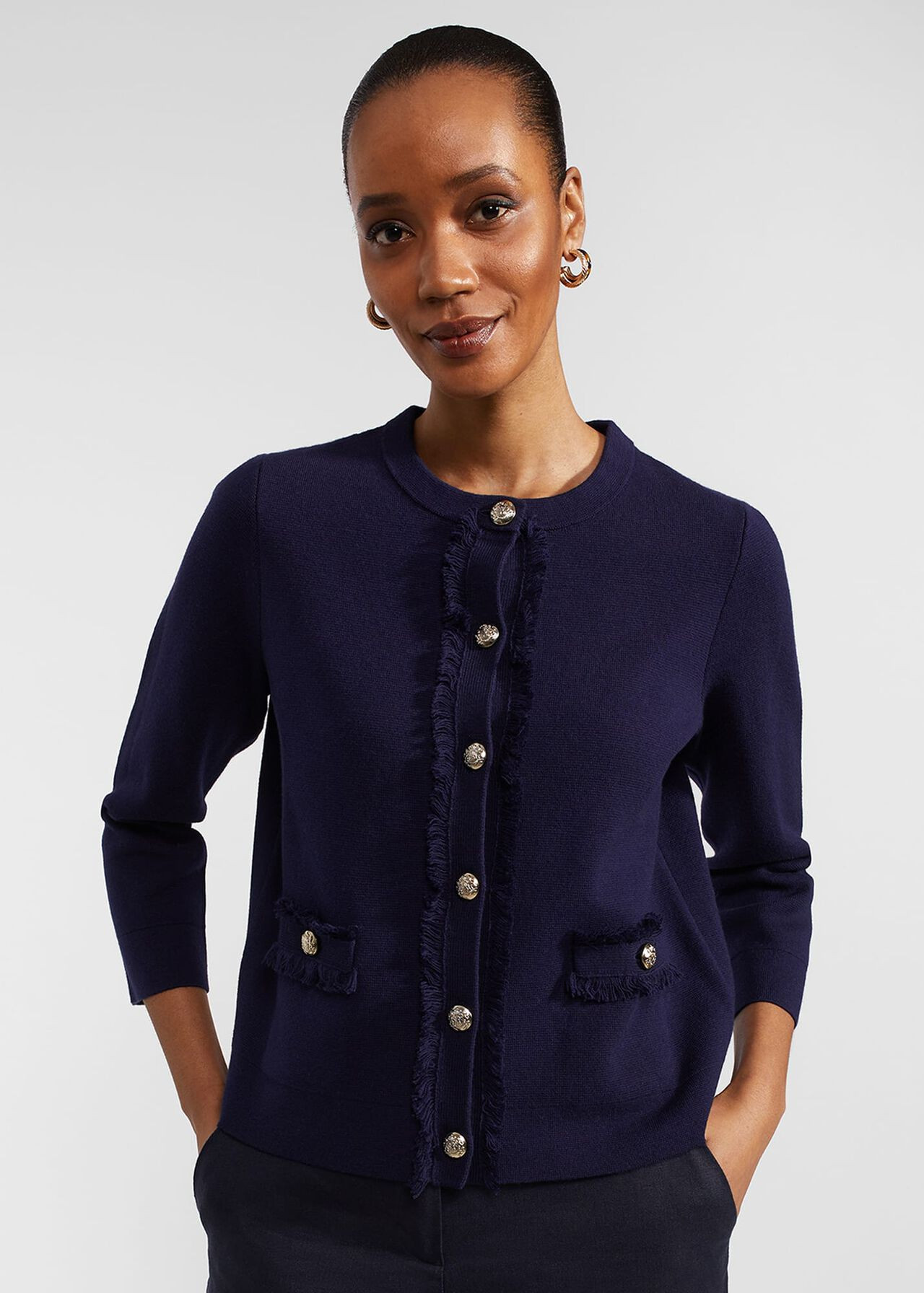 Sairey Cotton Wool Knitted Jacket | Hobbs