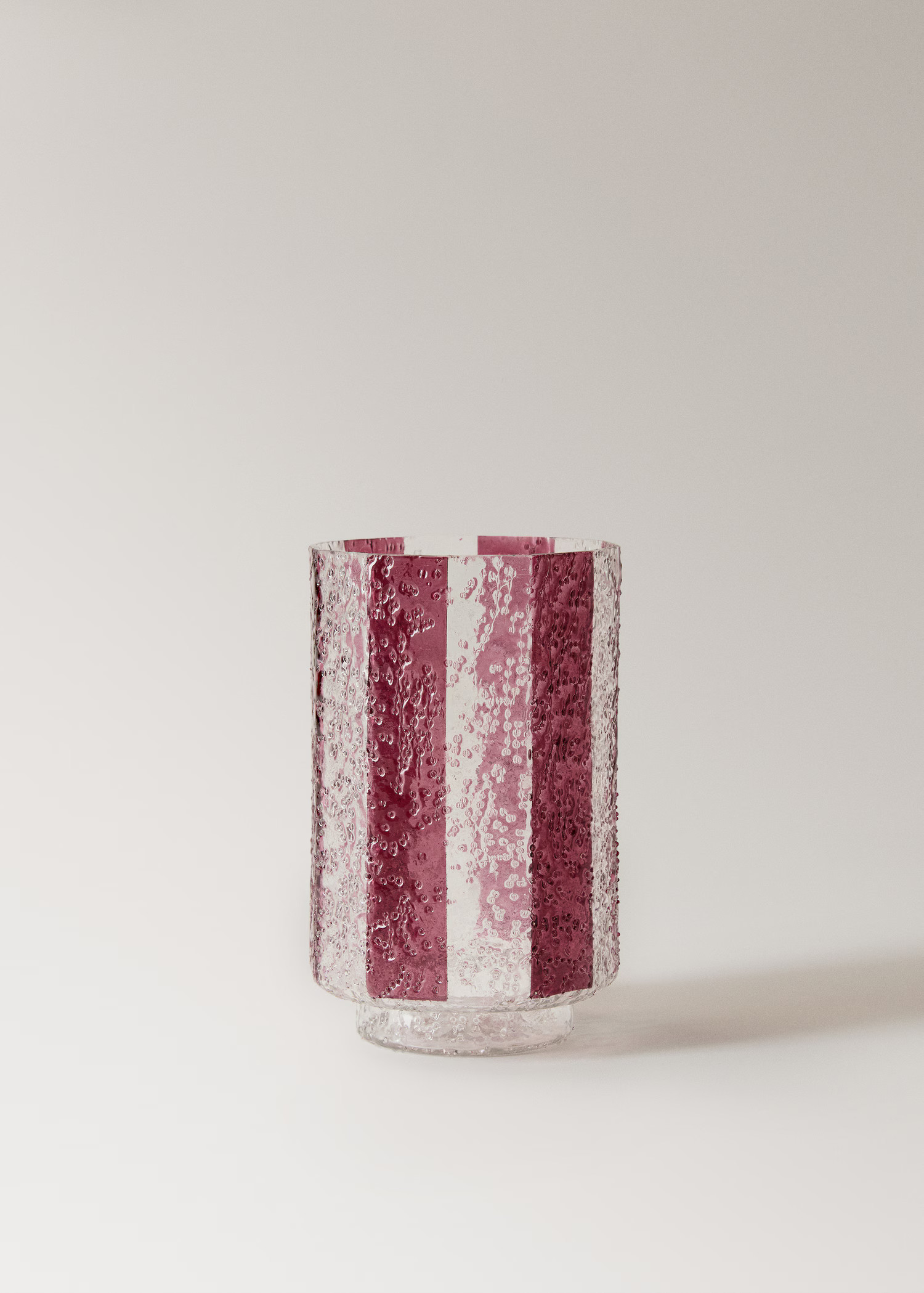 Large striped glass candle holder | MANGO (UK)