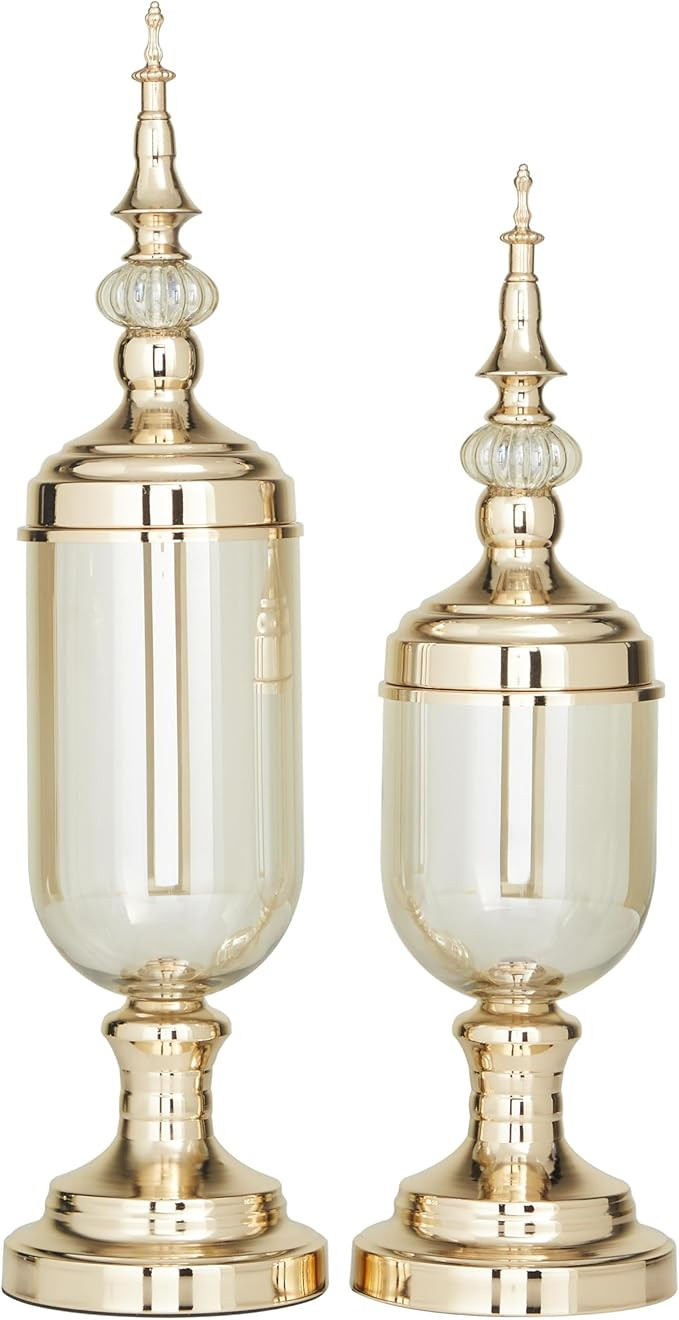 CosmoLiving by Cosmopolitan Metal Living Room Decorative Jars Decorative Container with Finial Li... | Amazon (US)