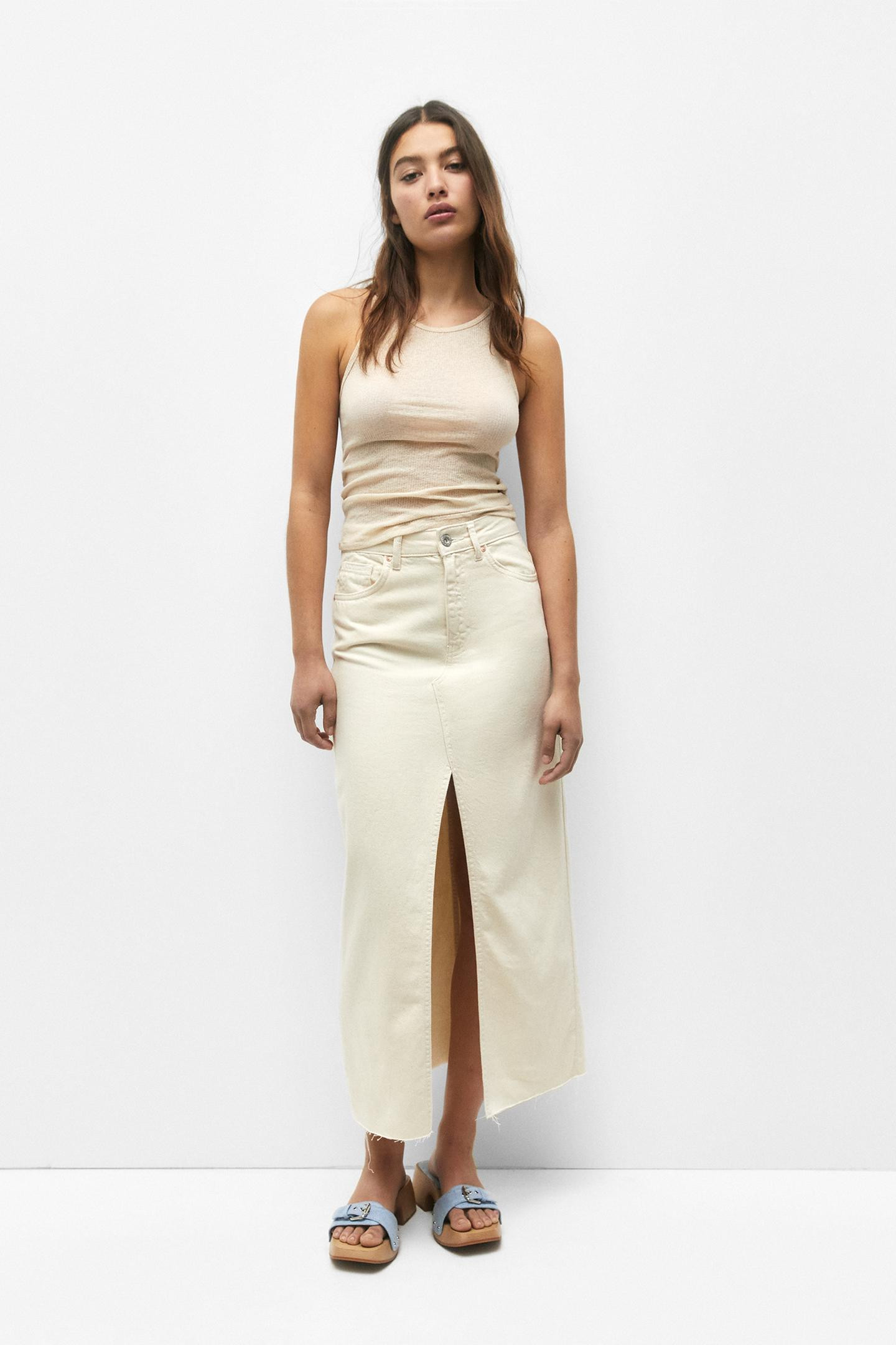 Long denim skirt | PULL and BEAR UK